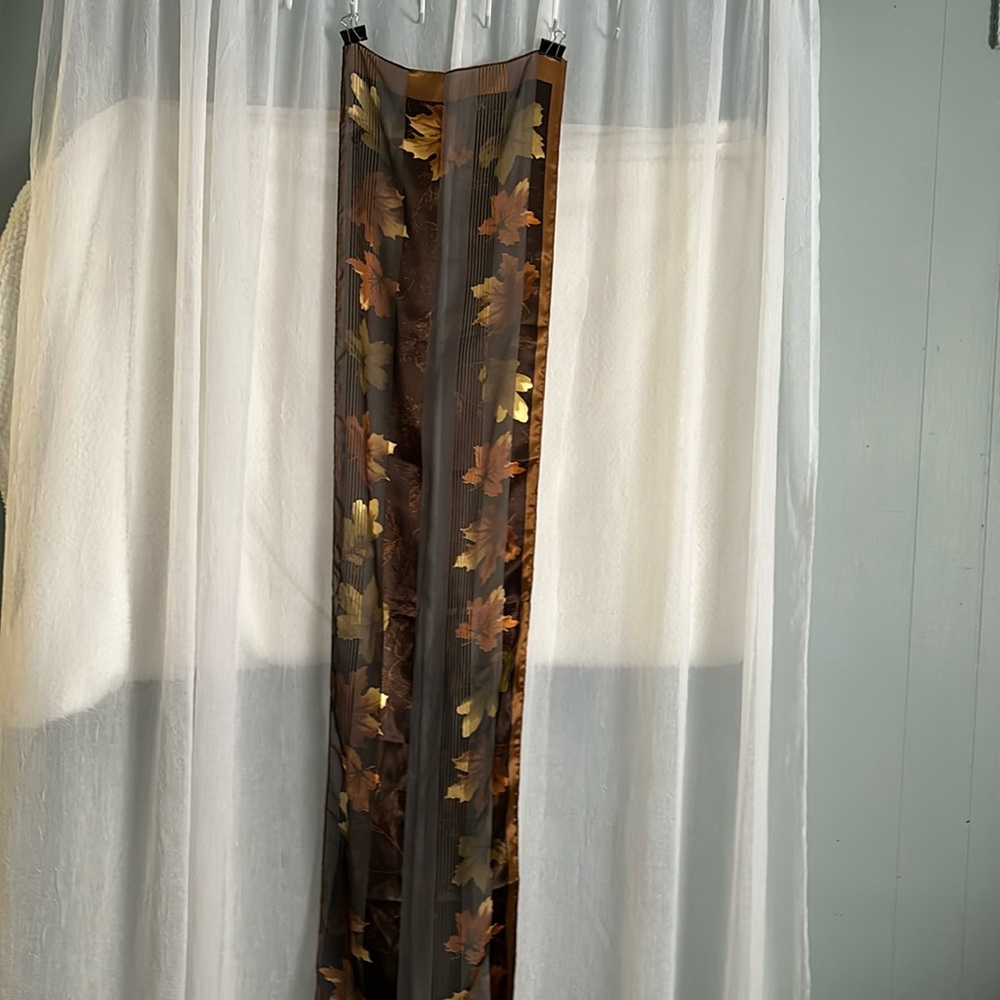 AUTUMN LEAVES SCARF Chocolate Brown,Rust & Beige NWT!
